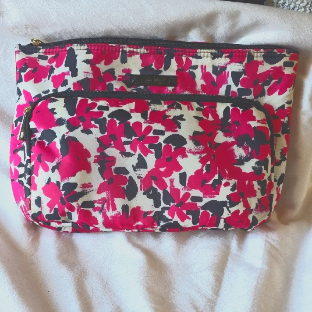 Chic Floral Nicole Miller Cosmetic Bag - Pink and Black